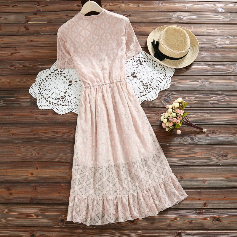 Женское кружевное платье с коротким рукавом на лето 2018 | Женская одежда
