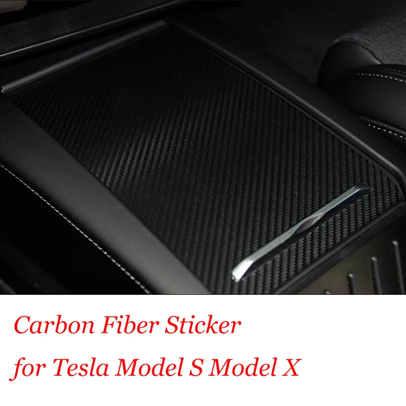 Автомобильная наклейка для Tesla модель X модель S сиденье центральный подлокотник-ящик клеящеяся пленка для автомобиля Углеродные волоконные наклейки Автомобильная консоль защитная пленка