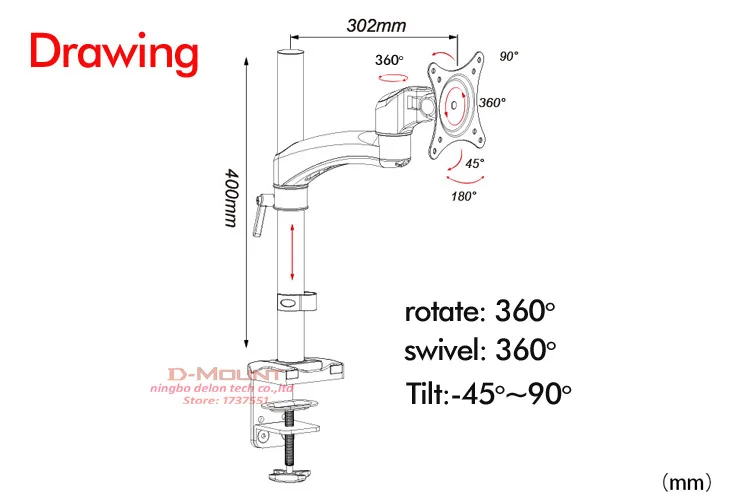 D-MOUNT DL-JF111 авиационная алюминиевая втулка База Зажим 1"-27" экран ЖК-телевизор стенд монитор настольная Поддержка кронштейн вращающийся держатель