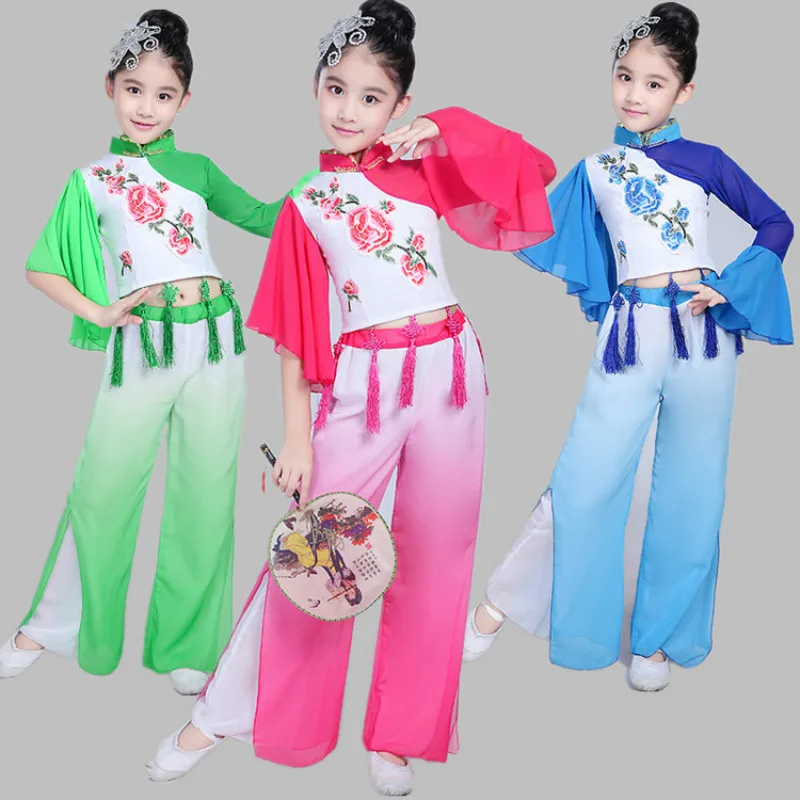 

Китайский стиль Hanfu Детская Классическая одежда Yangko для девочек национальная одежда для выступлений hmong костюм китайской принцессы