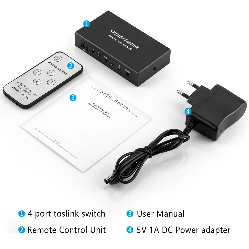 Optical Switch SPDIF Toslink Switch IR Remote 3 input 1 output Optical Audio switcher 3 way toslink selector Box for DVD ps4 images - 6
