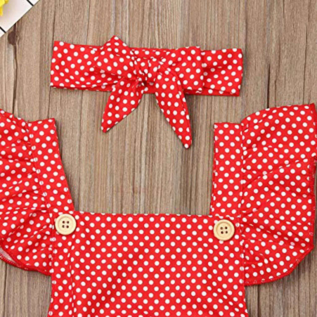 

Baby Girls Onesies Fly Sleeve Floral Dot Print Backless Romper+Headband Short Baby Rompers Summer 2019 Jumpsuit For Girls Kids