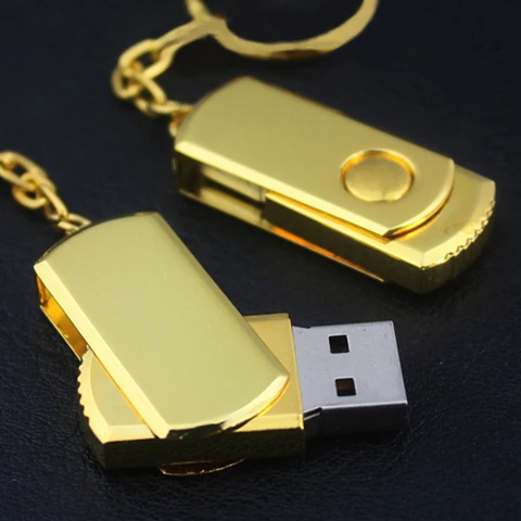 Золотой BiNFUL водонепроницаемый металлический вращающийся usb флэш-накопитель 8 ГБ 16 ГБ 32 ГБ 64 Гб 128 ГБ серебро/золото/Розовый карта памяти, Флеш накопитель USB 2,0 U диск - Цвет: Золотой