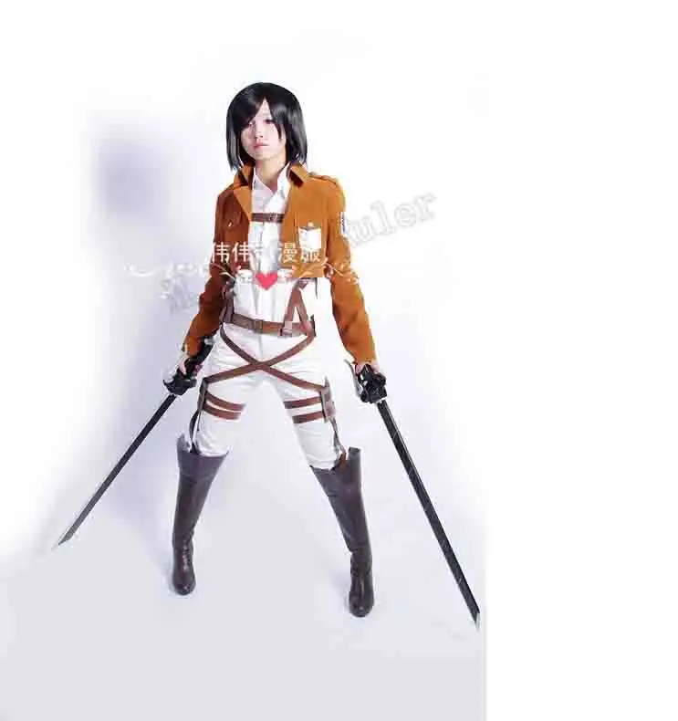 Атака на Титанов Shingeki no Kyojin Микаса Аккерман Эллен косплей костюм полный комплект+ ремни