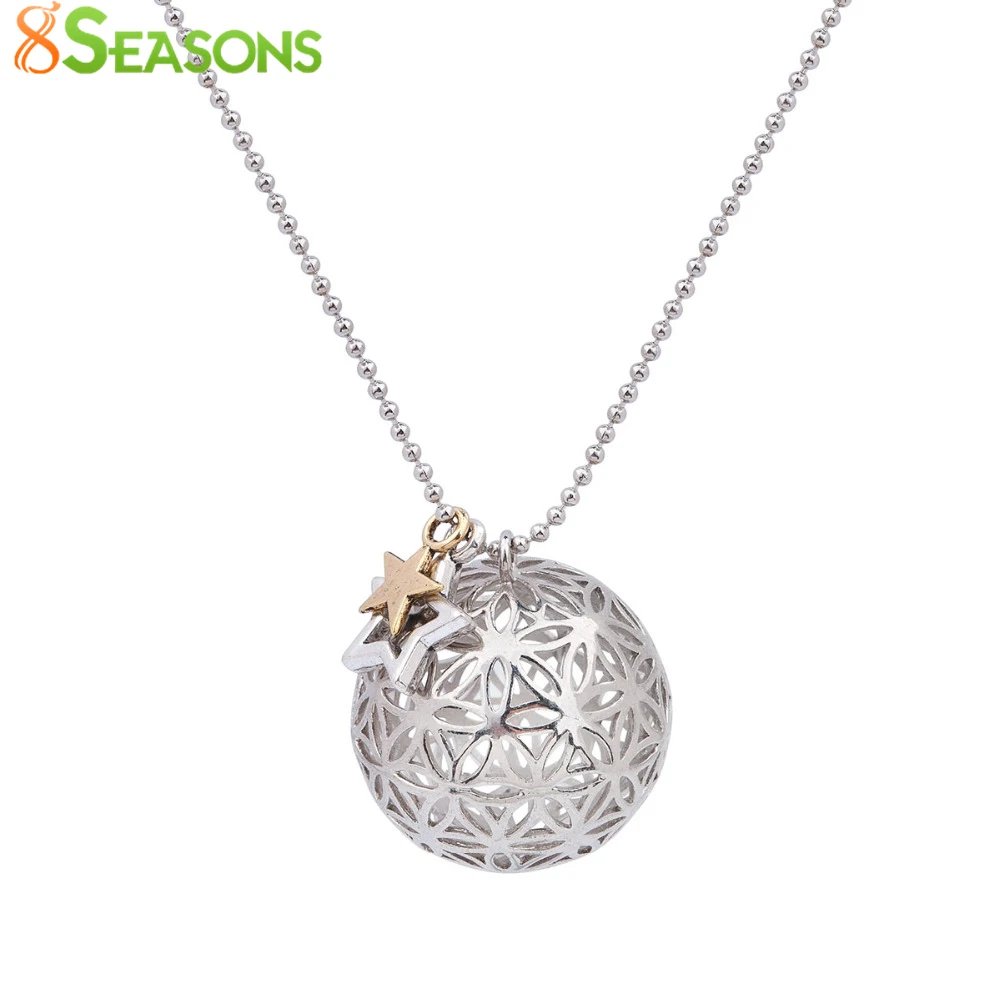 8 сезонов медные Подвески в виде цветка жизни круглое ожерелье серебристого