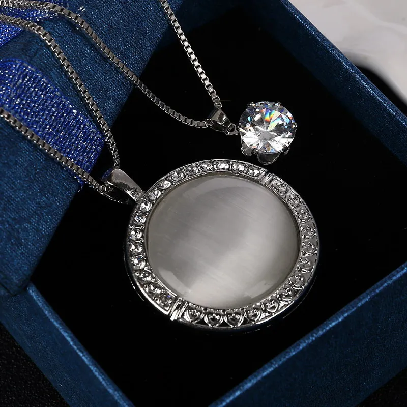 Hesiod Vintage Opal Jewelry Pendant Necklace Round Shape Palace Carved a Long Necklaces For Women | Украшения и аксессуары