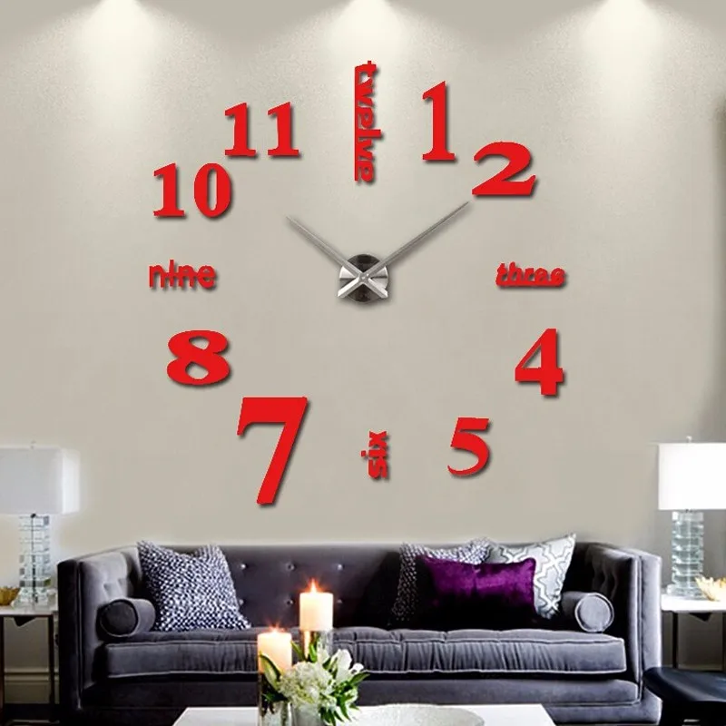 2017 Новое Прибытие 3D Home Decor Кварц DIY Настенные Часы Horloge Смотреть Гостиная