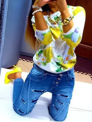 Новинка 2020 женская футболка с длинным рукавом и цветочным принтом повседневные