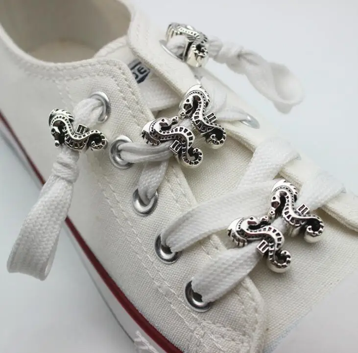 Дешёвая цена античный серебряный Металл морские коньки украшения для обуви 12