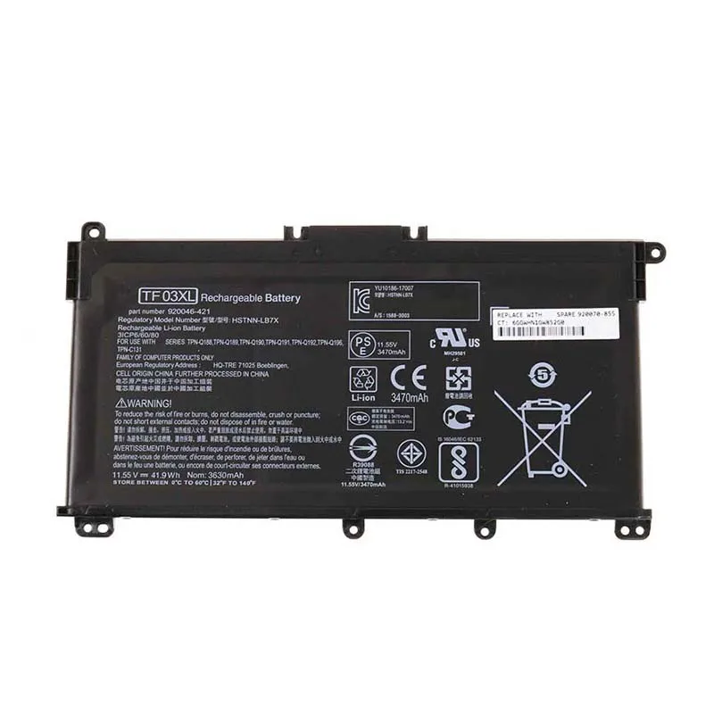 7XINbox 41.9Wh 11 55 V подлинный TF03XL Аккумулятор для ноутбука HP Pavilion 15 CD HSTNN LB7J 920070 855 920046