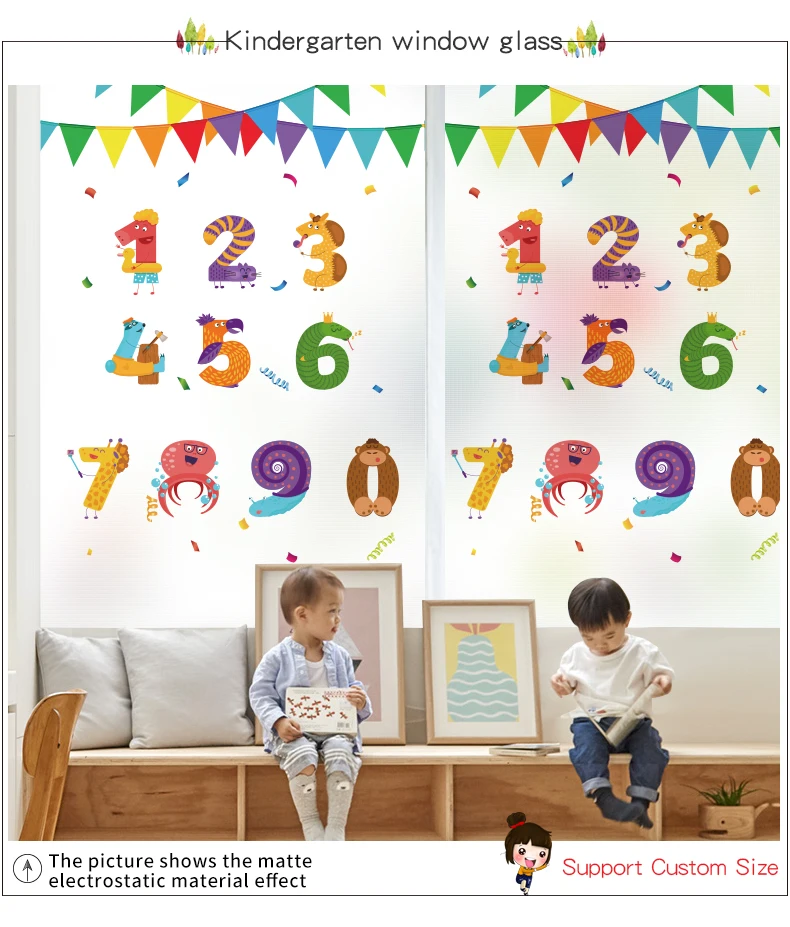 Window Film Stained Glass Stickers In Decorative Film for Kids Rooms Cartoon Baby Room Decor Aqua Print Living Room Anime Poster