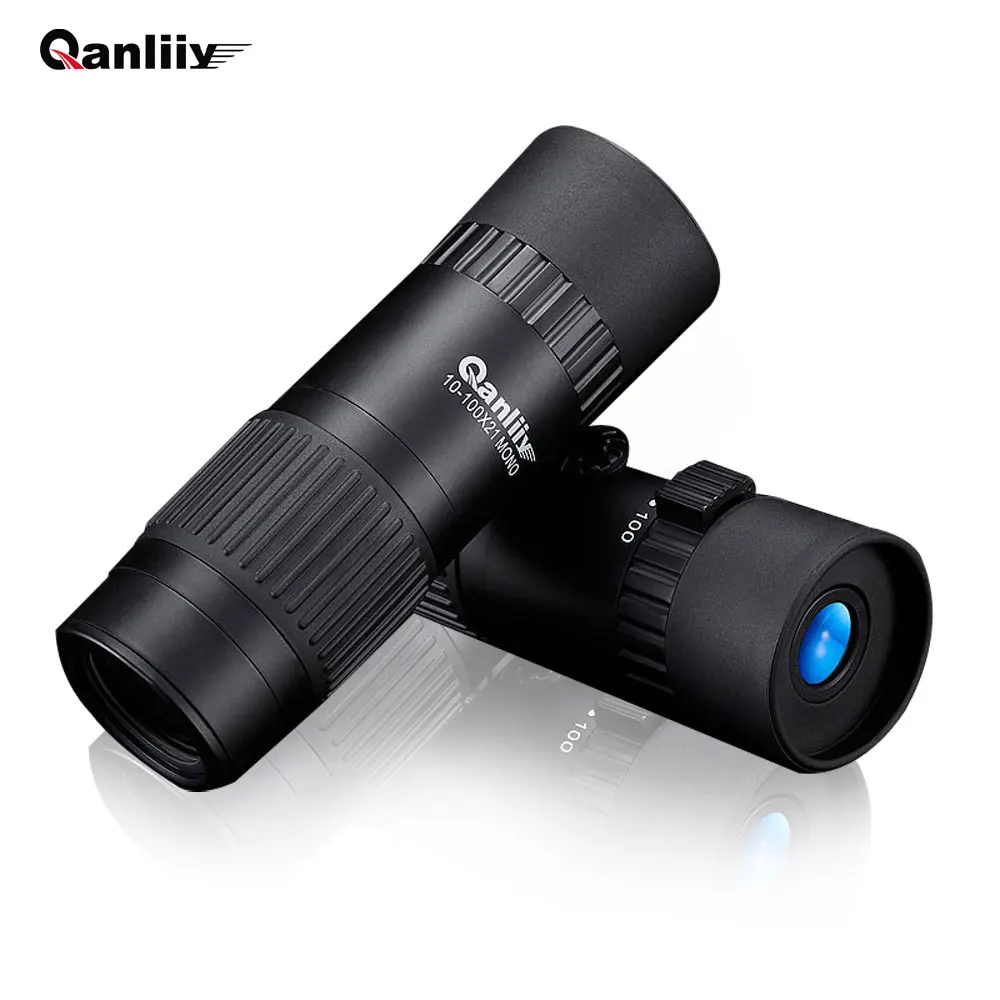 Монокуляр Qanliiy 10-100x21 Карманный Hd для путешествий спорта пейзажа дикой природы