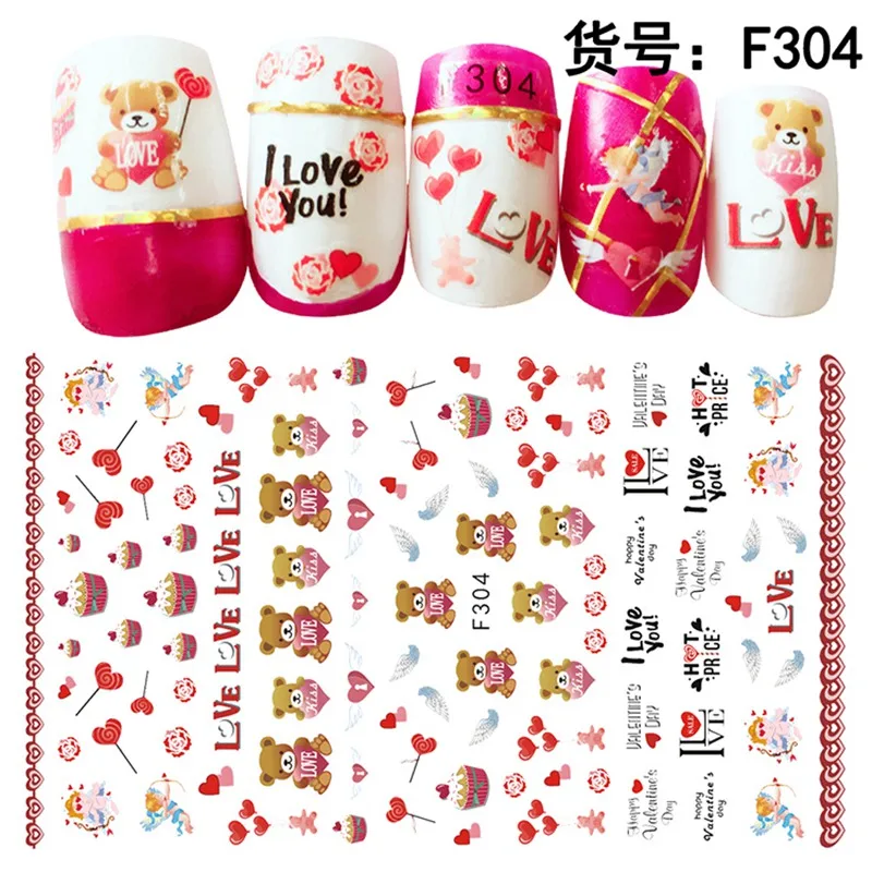 1 лист День Святого Валентина дизайн сердца искусство ногтей наклейки красота