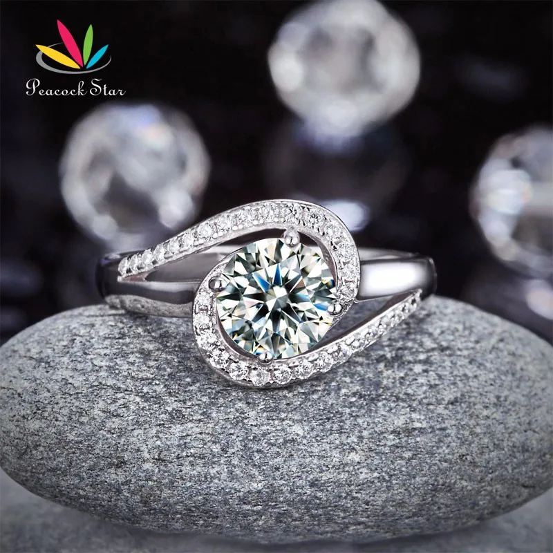 Павлин звезда Твист Curl 925 Серебряная свадьба Обручение Ring 1.25 ct обещание Юбилей cfr8245