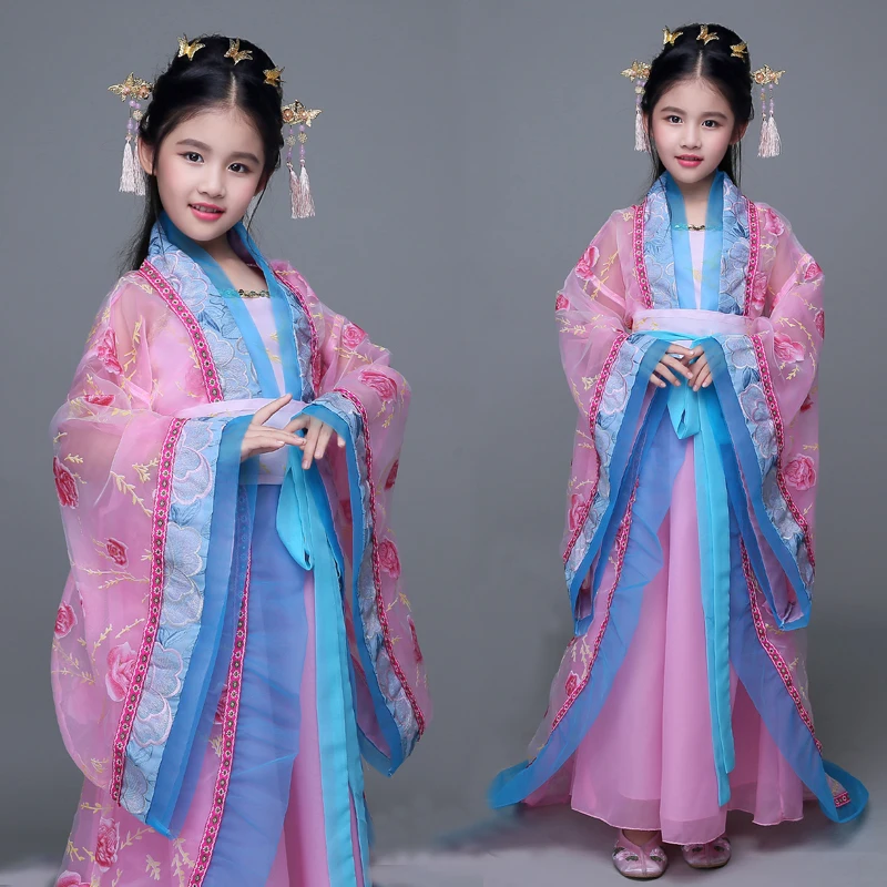 

Child Chinese Tradional Princess Costume Hanfu Tang Dynasty Princess Fairy Tail Princess Costume Guzheng Costumes