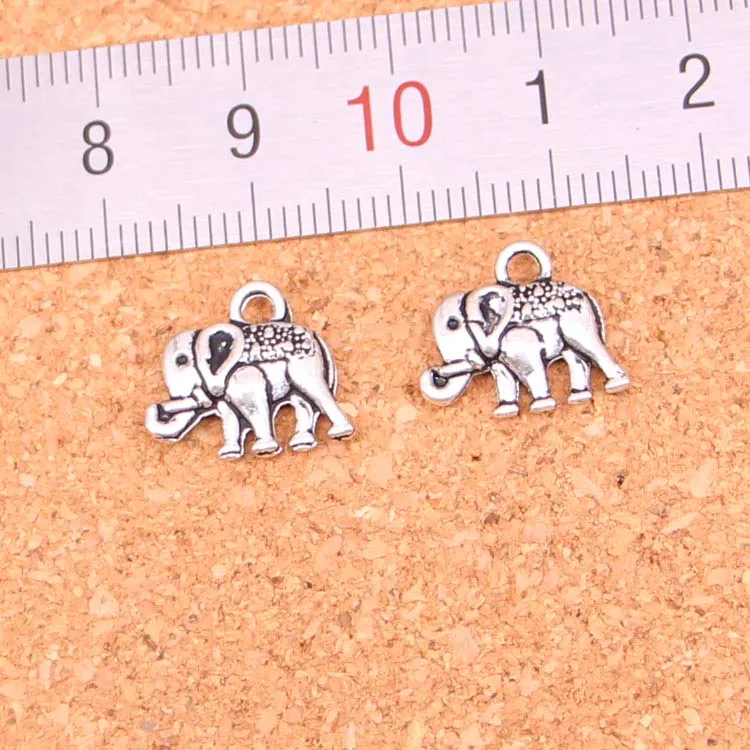 120Pcs Antique Silver Plated double sided elephant Charms Diy Handmade Jewelry Findings Accessories 13*12mm | Украшения и