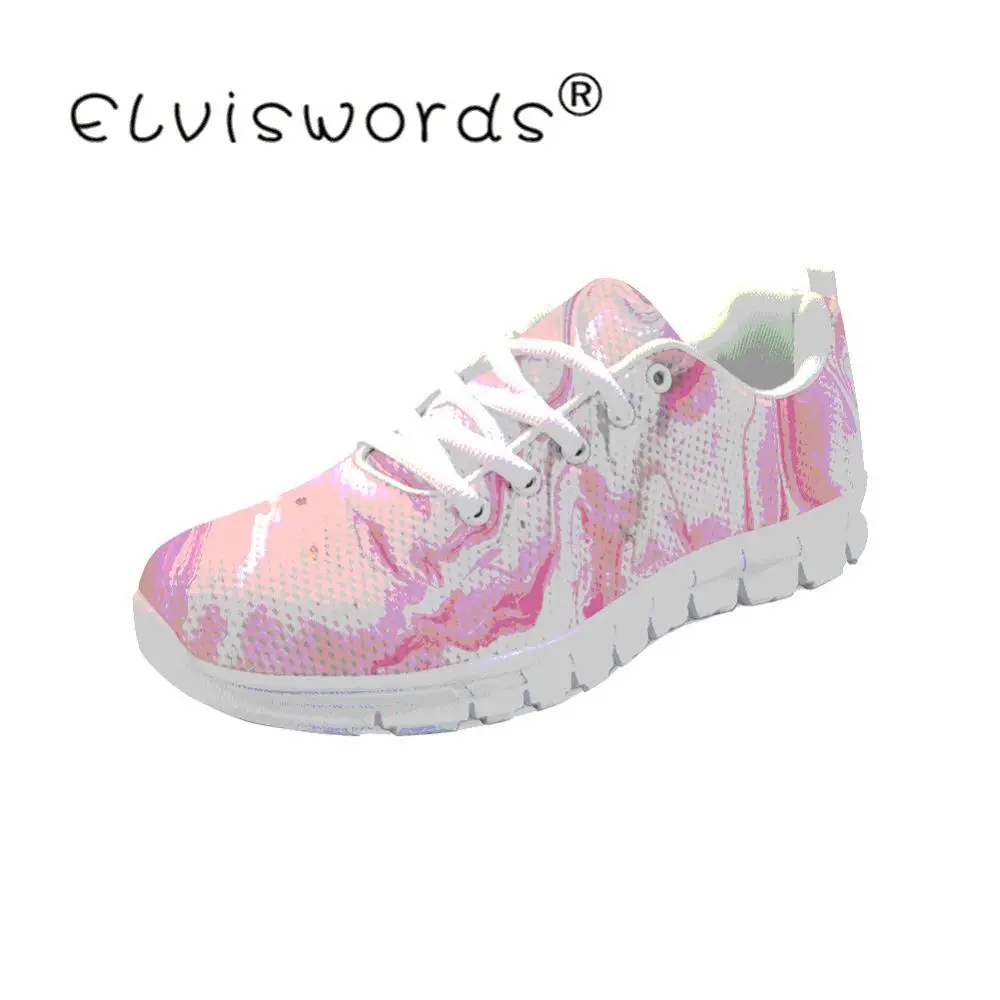 Женские кроссовки ELVISWORDS с мраморным узором спортивная обувь на шнурках удобные