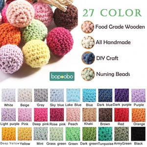 Bopoobo 50 шт 20 мм натуральные деревянные бусины для вязания крючком внутри деревянные бусины для прорезывания зубов деревянные игрушки бусины для прорезывания зубов для малышей