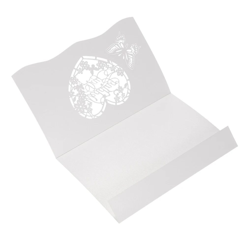 20pcs Laser Cut Wedding Invitation Cards Carved Heart Butterfly Pattern Card Hollow Out Party Banquet Favor Supply | Дом и сад