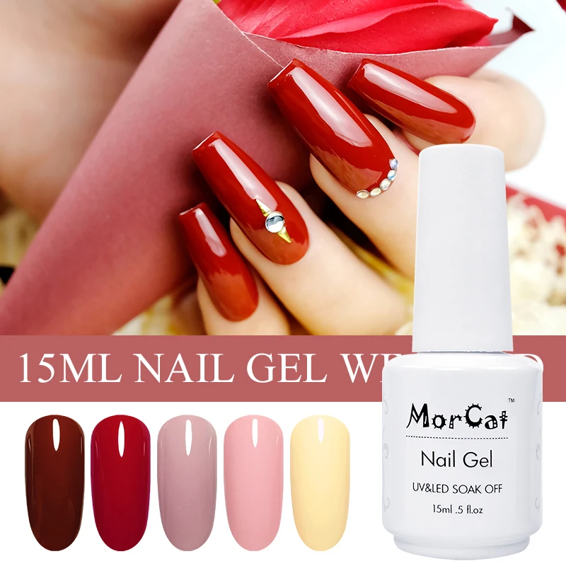 MorCat гель лак для ногтей цвет красного вина Цвет УФ Лаки вишня Гель Nail Art Дизайн