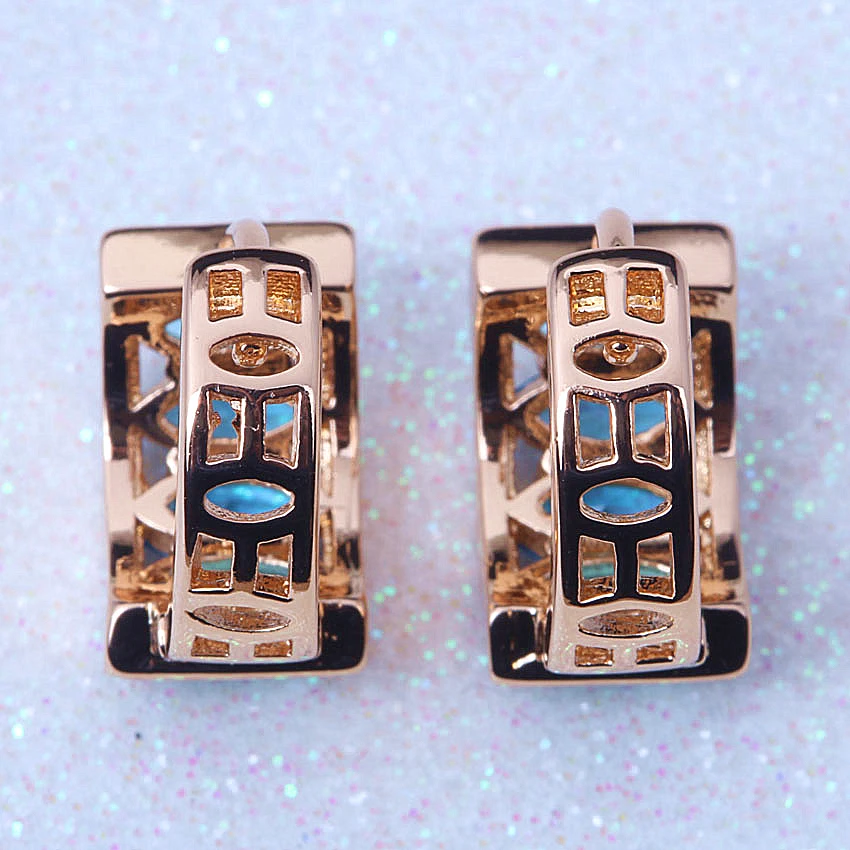 Серьги Huggie женские с небесно-голубым кубическим цирконием модные ювелирные