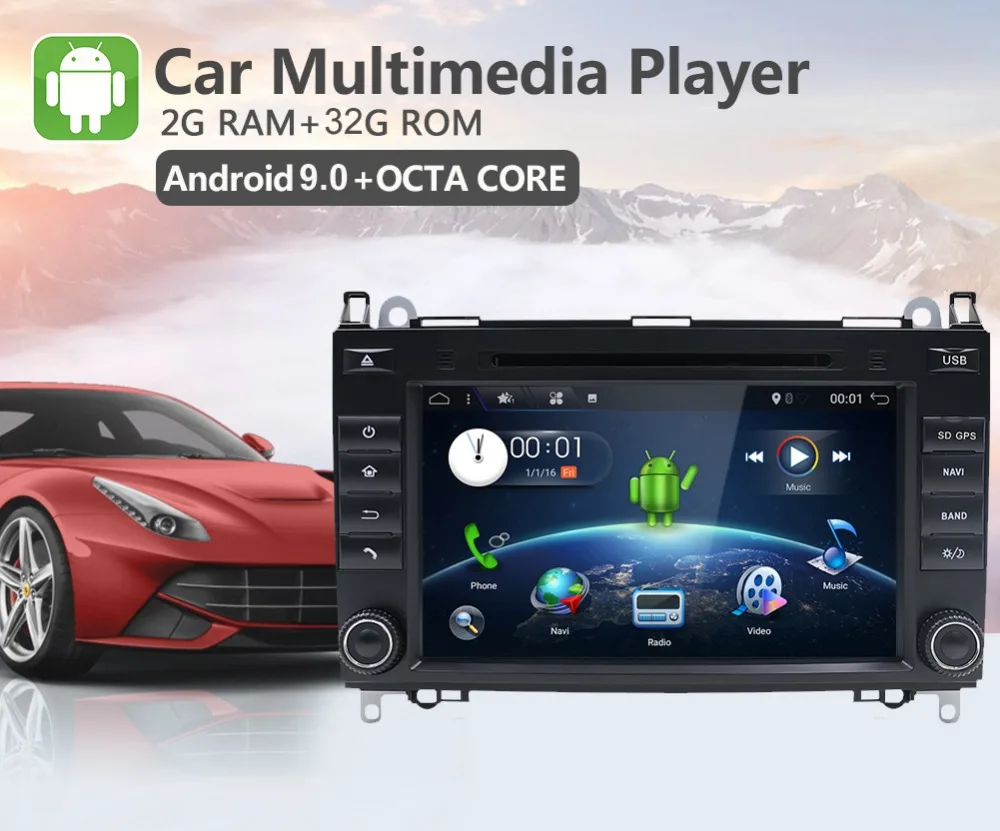 2DIN android 9,0 автомобильный dvd-плеер для Mercedes Benz Sprinter B200 W209 W169 W169 b-класс W245 B170 Vito W639 gps Мультимедиа Стерео