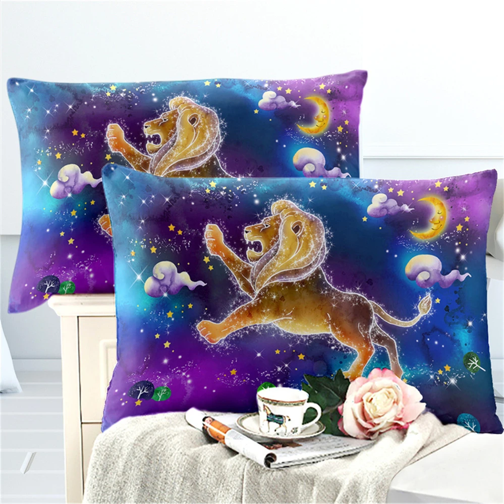 

Colorful Leo Bedding Set Dreamlike Twelve Constellations Duvet Cover Set Kids Cartoon Bedding Pillowcase Quilt Cover 3pcs