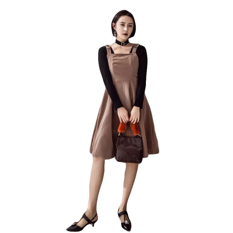 Женское вельветовое платье SexeMara Повседневное без рукавов для школы осень 2017|vestidos