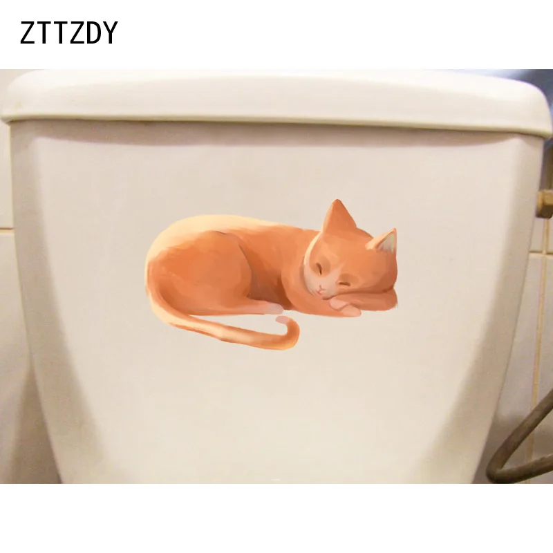 ZTTZDY 22 4*13 3 см спящий Кот наклейка на стену стикер для туалета домашний