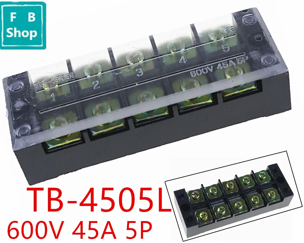

1pcs TB-4505 4505L 600V 45A 5 Position Panel Mounted Terminal Connector