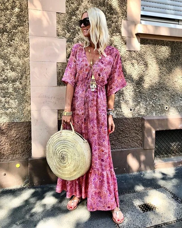 Платье для отпуска с принтом и поясом 2019 | Женская одежда