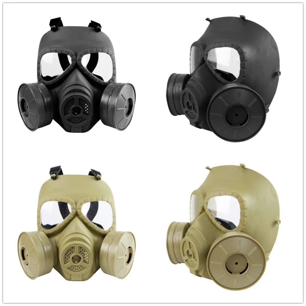 Moto/велосипедная маска для лица с двойным фильтром вентилятором страйкболом