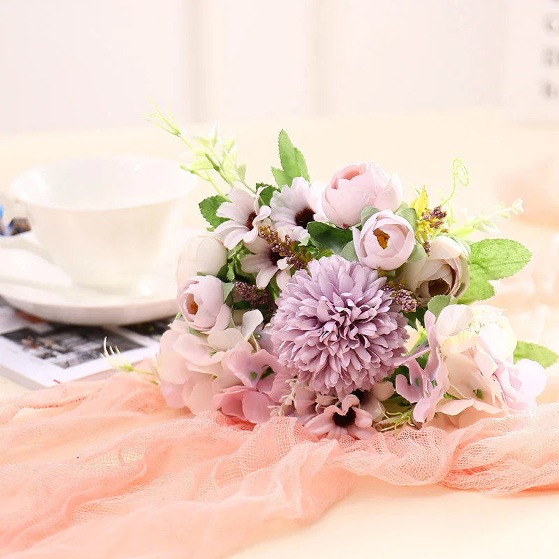 1 букет из 7 искусственных пионов розы цветов искусственные цветочные маргаритки