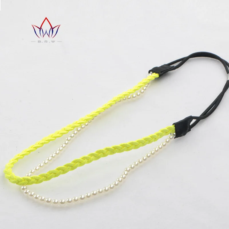 

2020 African Women Headband Bohemian Double Bandages Handmade Elastic Headband Small Beads Band Hair Accessories WYA39