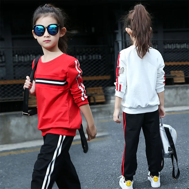 Спортивный костюм для девочек весенне-осенние детские костюмы толстовка с