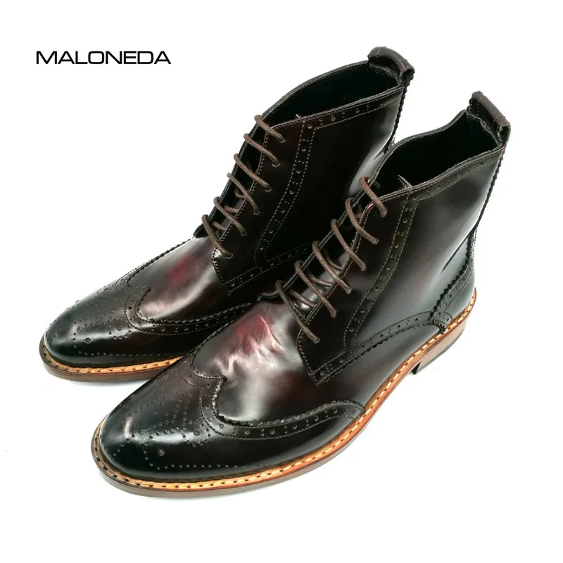 BMALONEDA/мужские полуботинки ручной работы на шнурках из 100% натуральной кожи разных