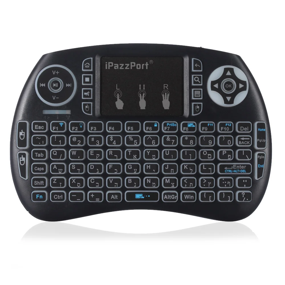 IPazzPort Мини Беспроводная QWERTY игровая клавиатура функция подсветки с сенсорной