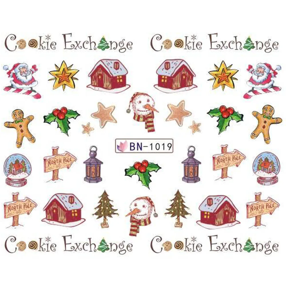 1 шт рождественские наклейки для ногтей Санта Клаус Водные Наклейки Обертывания