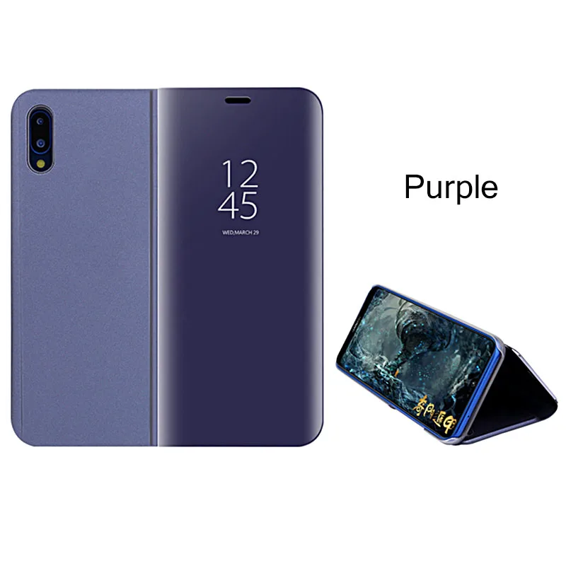 Pruple Умный зеркальный чехол с окошком для huawei P20 Lite P20 Pro P10 Lite P9 Lite Honor 8 9 Lite mate 9 10 Pro чехол с держателем - Цвет: Pruple