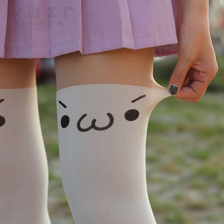 Kaomoji-kun Emoticon/милые высокие колготки с имитацией аниме; колготки; Прямая поставка; цена