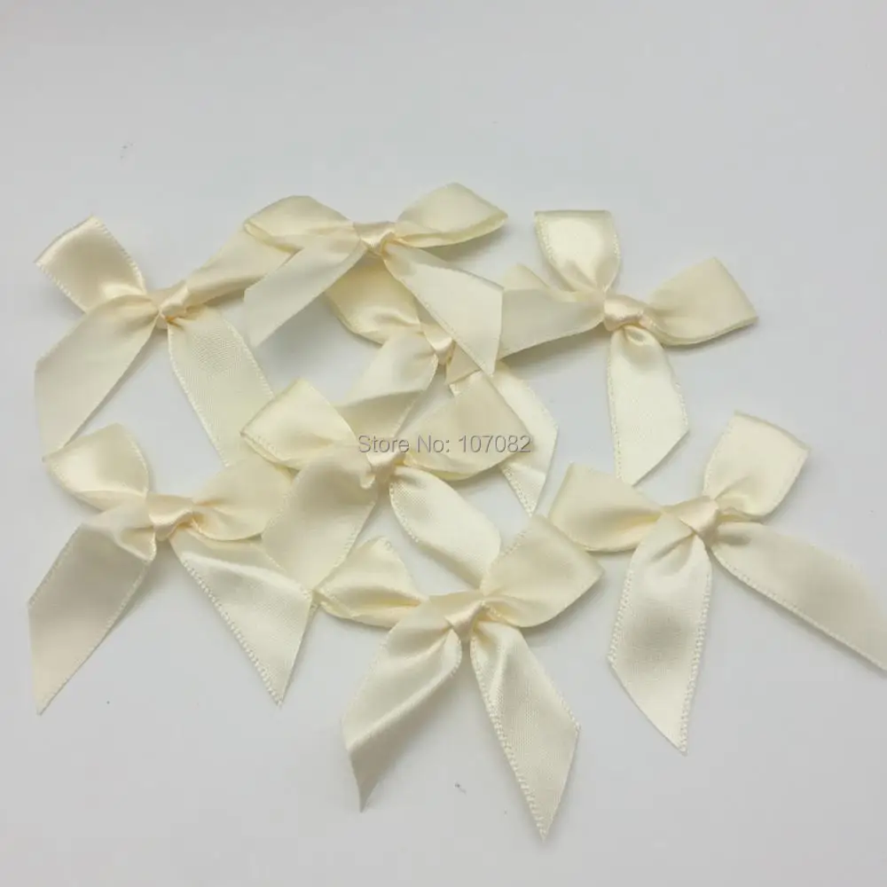 

100pcs Ivory Satin Ribbon Bows Decorative Bow Butterfly Ties For Doll Hair Accessories Wedding Cardmaking Embellishments