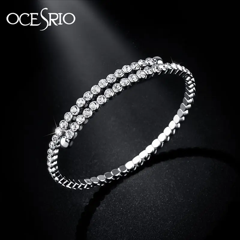 Женский браслет OCESRIO роскошный регулируемый на запястье с кубическим цирконием