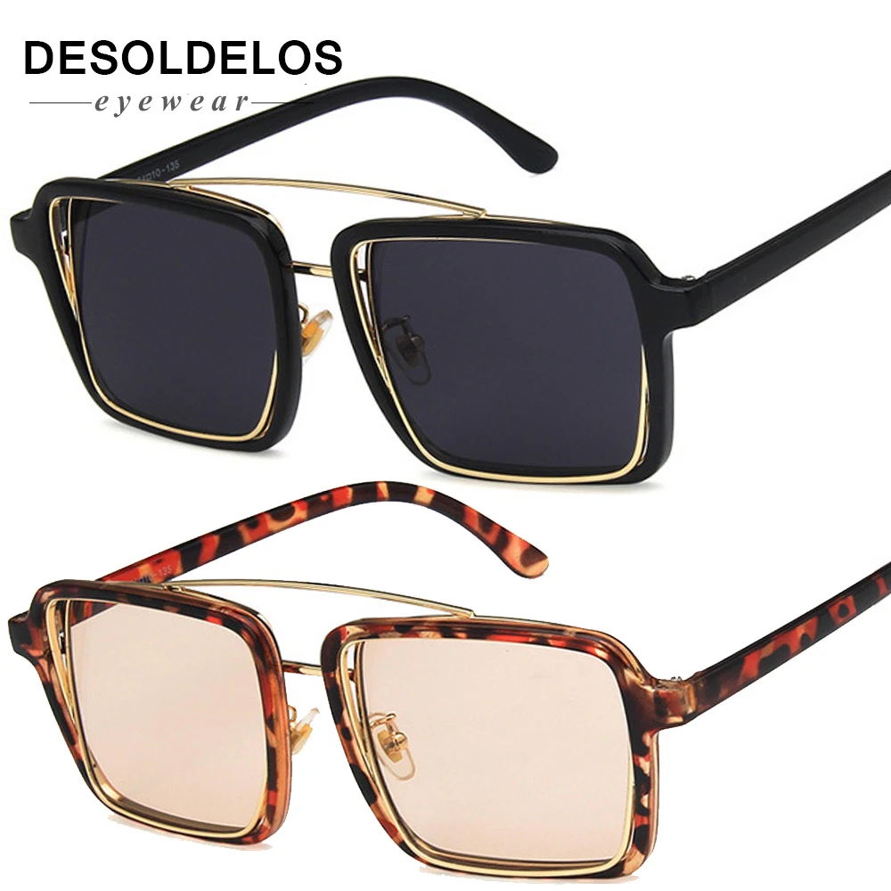 Квадратные Солнцезащитные очки женские брендовые дизайнерские прозрачные линзы