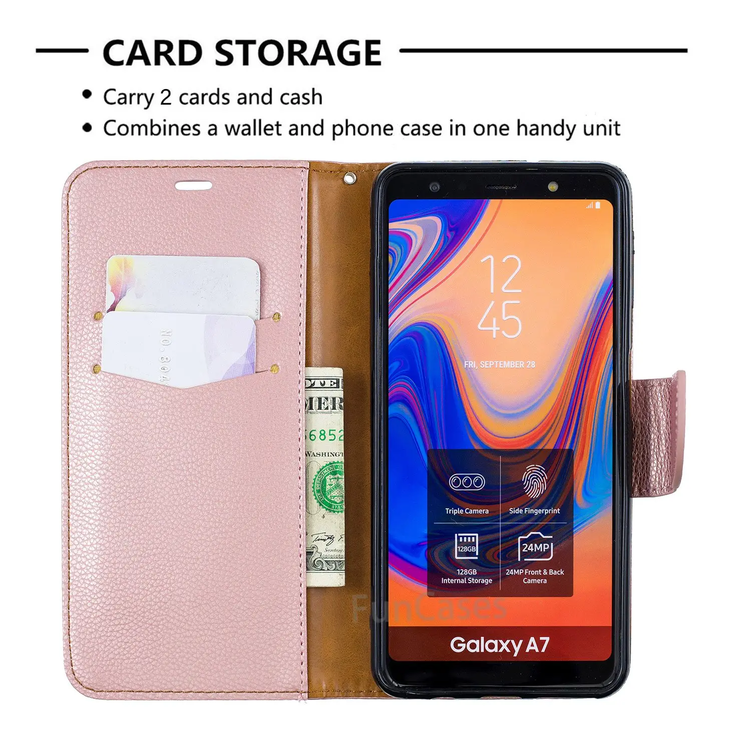 Для samsung Galaxy A7 2018 кожаный чехол для A750 классический Стиль однотонные Цвет