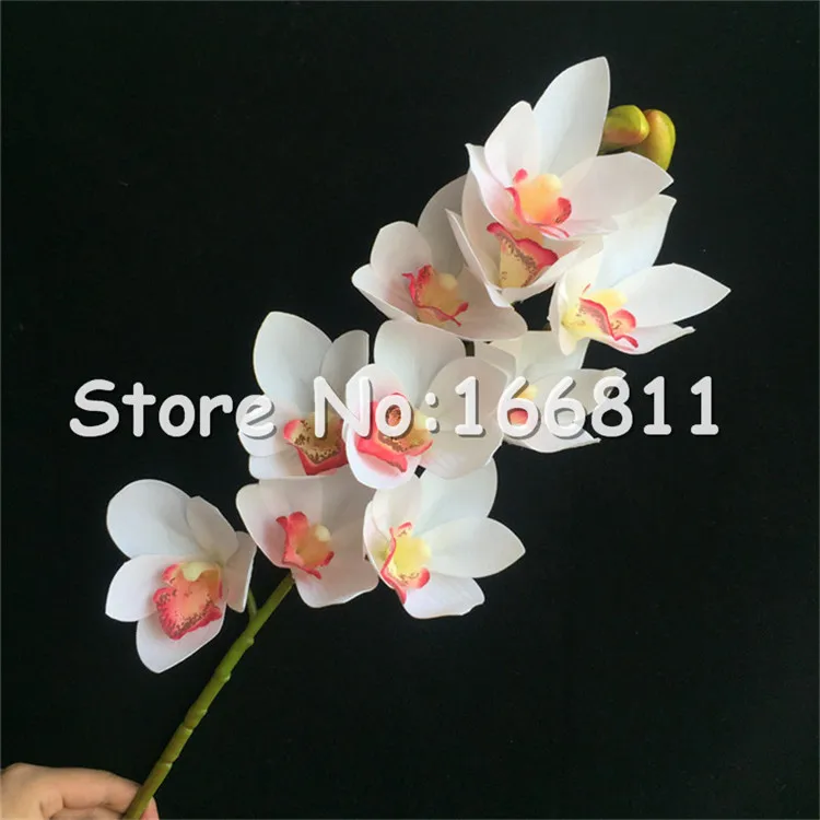pink center 4 шт Поддельные орхидеи Цимбидиум латексный Цимбидиум 10 голов 29,9" имитация реального прикосновения орхидеи для дома декоративные искусственные цветы - Цвет: pink center
