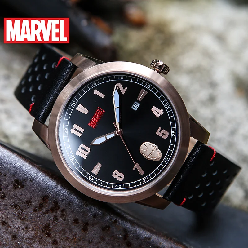 Disney официальный авторизатор оригинальные Marvel Мстители Железный человек кварцевые часы водонепроницаемые мужские часы кожа мужские роскошные M-9022 Новые