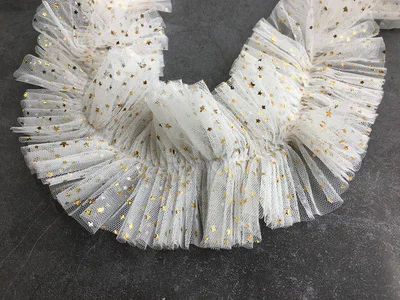 5Yards White Ruffles Lace Trim Tulle Mesh Fabric For Sewing Doll Bubble Skirt Dress craft | Дом и сад