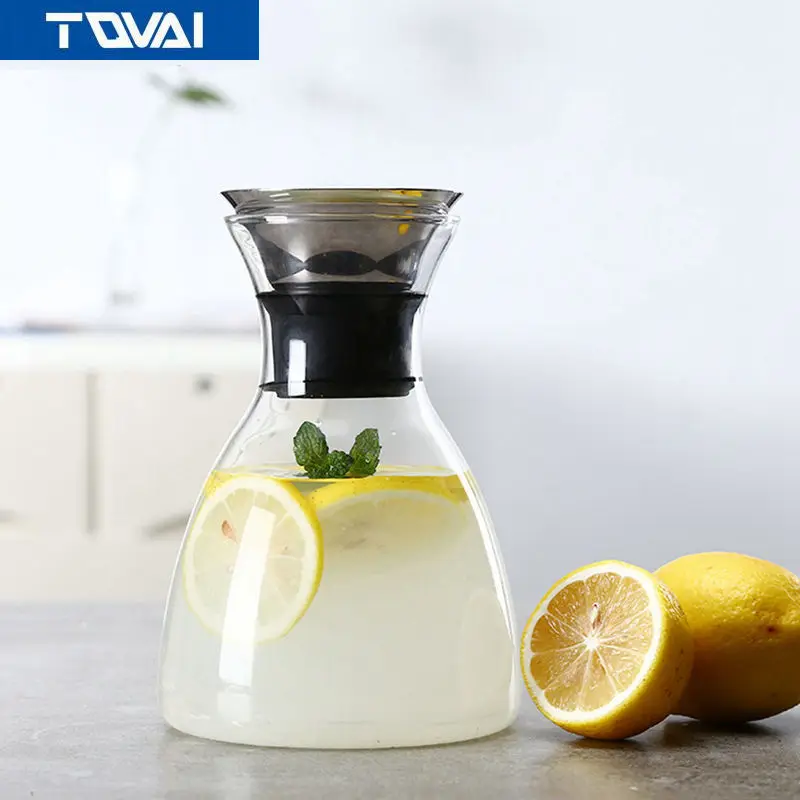 TQVAI-Waterpot Tea Wine Teapot 750-1000ml Kettle Glass Jug Coffee Pot Juice Container Large Capacity Cold Water | Дом и сад