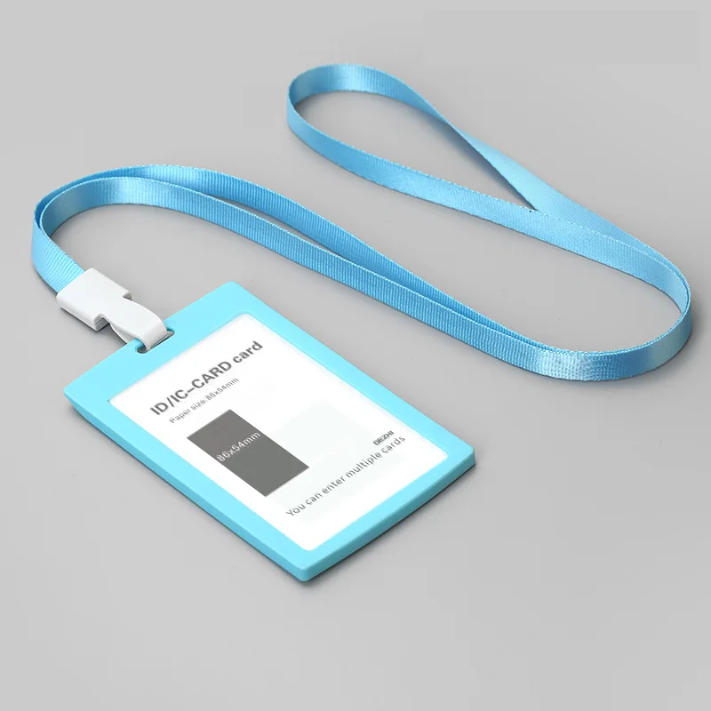 V Light Blue Set 86x54 мм ID держатель для карт горизонтальный/вертикальный с оригинальным шнурком, для студентов/бизнеса/персонала, цена - Цвет: V Light Blue Set