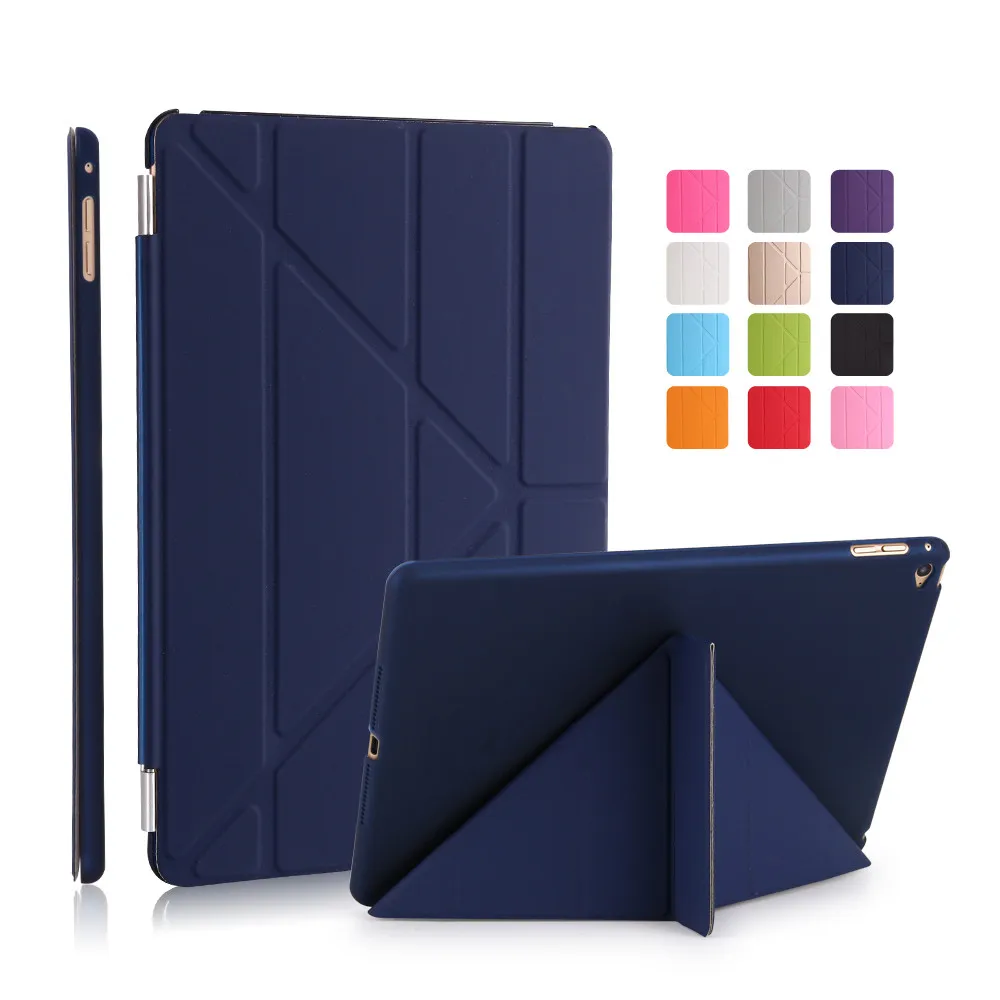 Чехол для iPad Air 2, dubswin ультра тонкий pu кожаный для iPad Air 2 Чехол с твердой пластиковой задней крышкой флип чехол+ маленький подарок - Цвет: deep blue